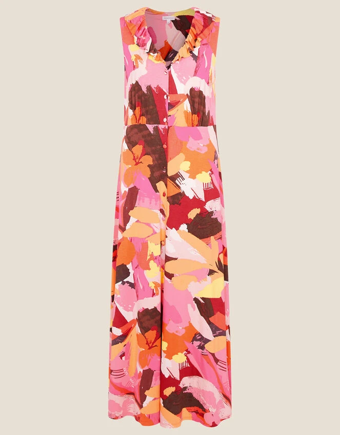 MONSOON Abstract Floral Jersey Maxi Dress Orange 6 MONSOON Abstract Floral Jersey Maxi Dress Orange - Image 4