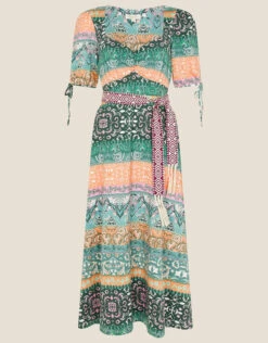 MONSOON Contrast Belt Midi Dress Green -Amour Fashion 01 24220107 4