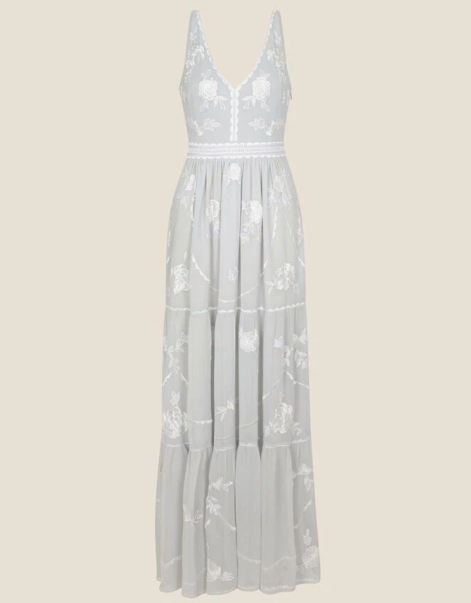 MONSOON Alexis Embellished Maxi Dress Silver 6 MONSOON Alexis Embellished Maxi Dress Silver - Image 4