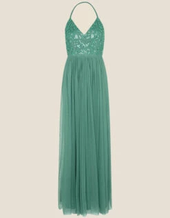MONSOON Amy Halter Neck Maxi Dress Green -Amour Fashion 01 24299827 4