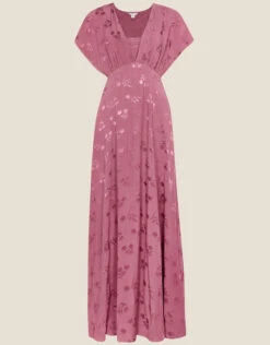 MONSOON Donna Satin Jacquard Maxi Dress Pink -Amour Fashion 01 24300473 4