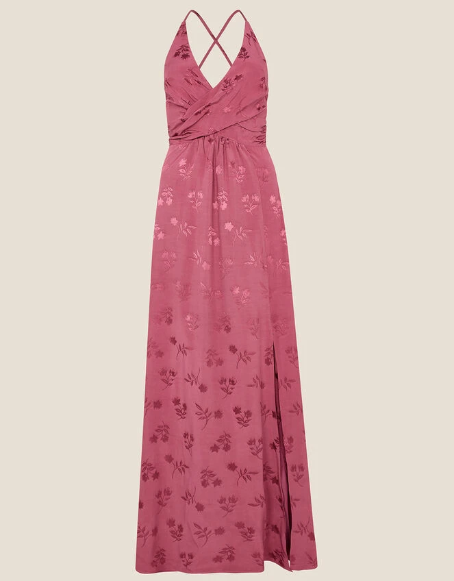 MONSOON Annie Satin Jacquard Maxi Dress Pink 6 MONSOON Annie Satin Jacquard Maxi Dress Pink - Image 4