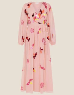 MONSOON Jenny Embellished Wrap Dress In Recycled Polyester Nude -Amour Fashion 01 24301263 4