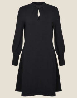 MONSOON Twist Front Long Sleeve Dress Black -Amour Fashion 01 24376501 4