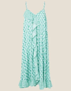 MONSOON Printed Ruffle Midi Dress Green -Amour Fashion 01 24462707 4