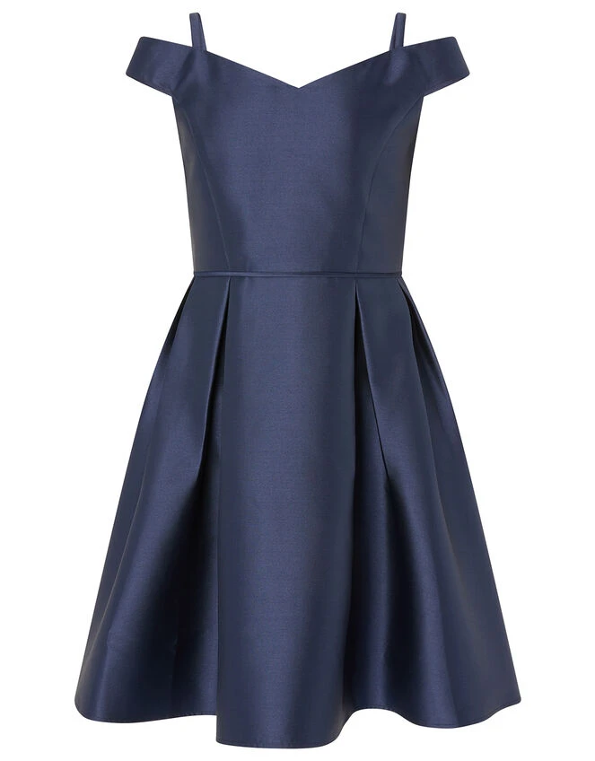 MONSOON Duchess Twill Bardot Prom Dress Blue 3 MONSOON Duchess Twill Bardot Prom Dress Blue