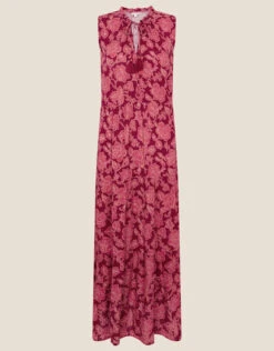 MONSOON Sleeveless Floral Trapeze Maxi Dress Red -Amour Fashion 01 34064409 4