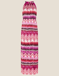 MONSOON Printed Crinkle Maxi Dress With Recycled Polyester Pink -Amour Fashion 01 34071910 4