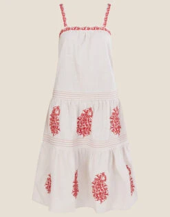 MONSOON Wide Strap Paisley Embroidered Motif Dress Ivory -Amour Fashion 01 34076846 4