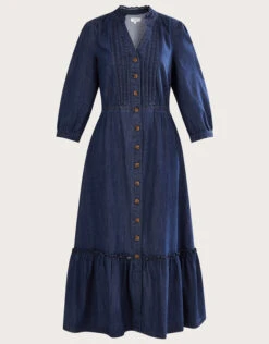 MONSOON Denim Pintuck Tiered Midi Dress Blue -Amour Fashion 01 34106739 4
