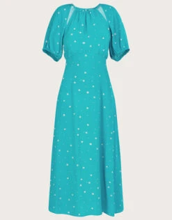 MONSOON Sami Spot Print Dress Teal -Amour Fashion 01 34111979 4