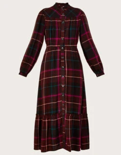 MONSOON Check Print Dress In LENZING™ ECOVERO™ Red -Amour Fashion 01 34118024 4