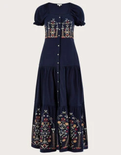 MONSOON Embellished Jersey Dress With Sustainable Cotton Blue -Amour Fashion 01 34154261 4