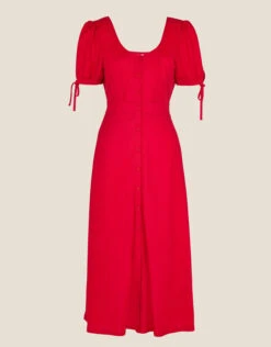 MONSOON Button Plain Jersey Midi Dress Red -Amour Fashion 01 34155309 4