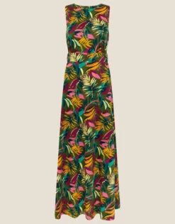 MONSOON Cut-Out Back Palm Jersey Dress Green -Amour Fashion 01 34156399 4