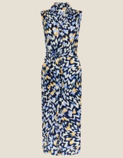 MONSOON Zig Zag Button Down Dress Blue -Amour Fashion 01 34157702 4