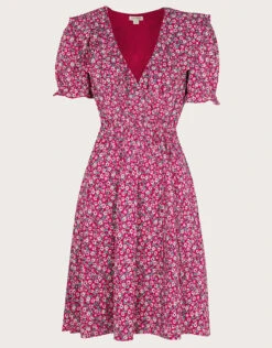 MONSOON Ditsy Print Angel Sleeve Jersey Dress Red -Amour Fashion 01 34158009 4