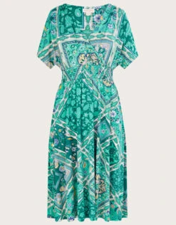 MONSOON Scarf Print Wrap Jersey Dress Green -Amour Fashion 01 34158307 4