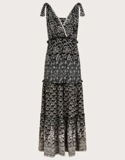 MONSOON Stitch Detail Jersey Maxi Dress In Sustainable Cotton Black -Amour Fashion 01 34158901 4