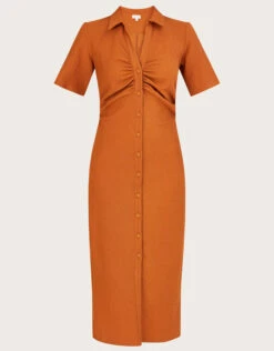 MONSOON Button Through Jersey Shirt Dress Orange -Amour Fashion 01 34163066 4