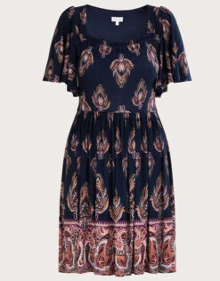 MONSOON Angel Sleeve Jersey Short Dress Blue -Amour Fashion 01 34165661 4