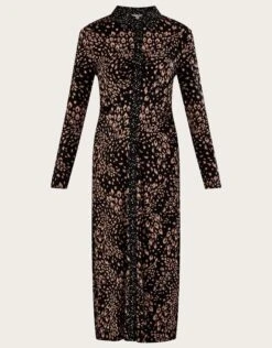 MONSOON Ruched Animal Shirt Jersey Dress In LENZING™ ECOVERO™ Black -Amour Fashion 01 34168701 4