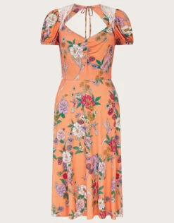 MONSOON Lace Insert Floral Jersey Dress Orange -Amour Fashion 01 34169086 4