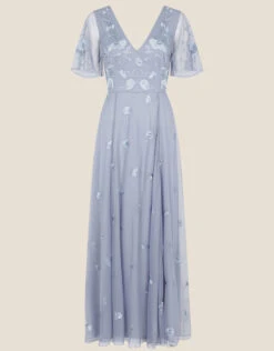 MONSOON Bree Embroidered Maxi Dress In Recycled Polyester Blue -Amour Fashion 01 34312602 4
