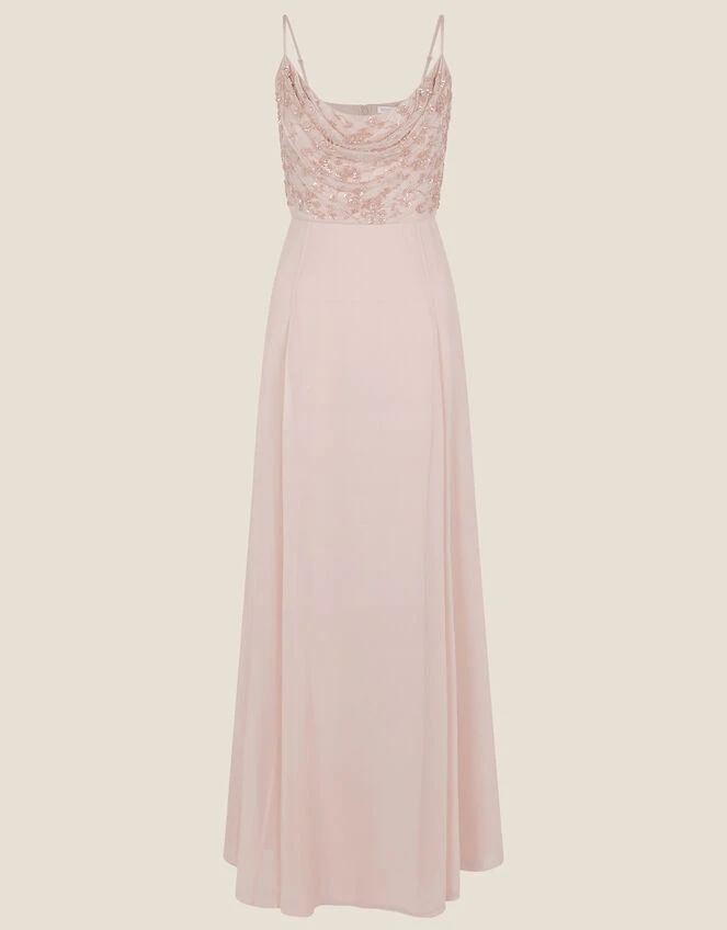 MONSOON Campbell Cowl Neck Maxi Dress In Recycled Polyester Pink 7 MONSOON Campbell Cowl Neck Maxi Dress In Recycled Polyester Pink - Image 5