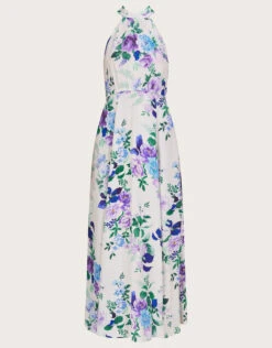 MONSOON Vivienna Halter Midi Dress In Sustainable Viscose Ivory -Amour Fashion 01 34320346 4