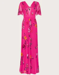 MONSOON Faye Embellished Maxi Dress In Recycled Polyester Pink -Amour Fashion 01 34320710 4