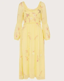 MONSOON Heidi Embellished Midi Dress In Recycled Polyester Yellow -Amour Fashion 01 34326314 4