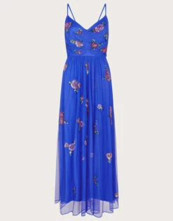 MONSOON Emma Embellished Midi Dress In Recycled Polyester Blue -Amour Fashion 01 34326502 4