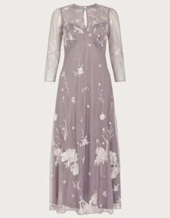 MONSOON Britta Embellished Midi Dress In Recycled Polyester Grey -Amour Fashion 01 34341603 4