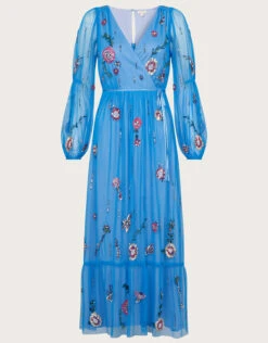 MONSOON Hattie Embellished Wrap Dress Blue -Amour Fashion 01 34342102 4