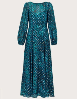 MONSOON Leonella Animal Print Midi Dress In Sustainable Viscose Teal -Amour Fashion 01 34343679 4