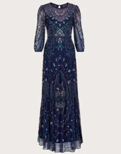 MONSOON Lily Embellished Maxi Dress With Recycled Polyester Blue -Amour Fashion 01 34515661 4