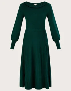 MONSOON Pleat Trim Slash Neck Midi Dress Green 9 MONSOON Pleat Trim Slash Neck Midi Dress Green -Amour Fashion 01 34631816 4