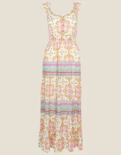 MONSOON Frill Tiered Printed Maxi Dress Orange -Amour Fashion 01 34712034 4