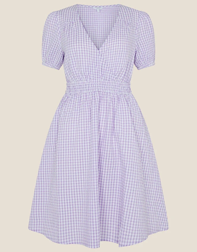 MONSOON Gingham Dress Purple 6 MONSOON Gingham Dress Purple - Image 4