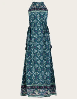 MONSOON Geometric Tile Print Halter Maxi Dress Teal -Amour Fashion 01 34736179 4