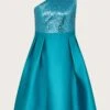 MONSOON Connie Sequin One-Shoulder Prom Dress Teal -Amour Fashion 01 41900540 2