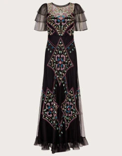 MONSOON Elle Embroidered Maxi Dress Black -Amour Fashion 01 44118201 4