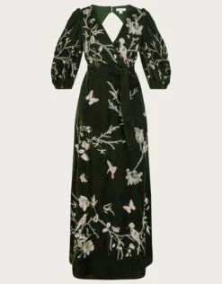 MONSOON Stephanie Velvet Maxi Dress Green -Amour Fashion 01 44121107 4