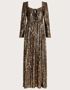 MONSOON Georgina Sequin Maxi Dress With Recycled Polyester Gold -Amour Fashion 01 44123112 4
