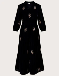 MONSOON Amber Embroidered Tiered Velvet Dress Blue -Amour Fashion 01 45054054 4