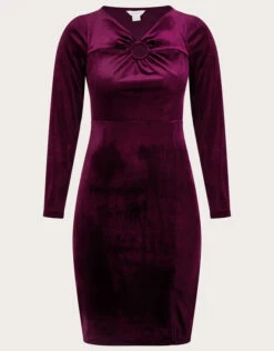 MONSOON Cece Velvet Shift Dress With Recycled Polyester Red -Amour Fashion 01 45078409 4