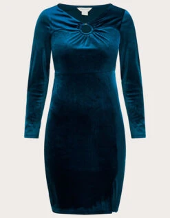 MONSOON Cece Velvet Shift Dress With Recycled Polyester Teal -Amour Fashion 01 45078479 4