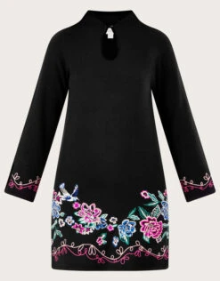 MONSOON Embroidered Short Tunic Dress With Recycled Polyester Black -Amour Fashion 01 45130701 4