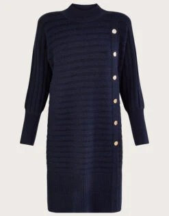 MONSOON Rib Knit Dress With Recycled Polyester Blue -Amour Fashion 01 45131661 4